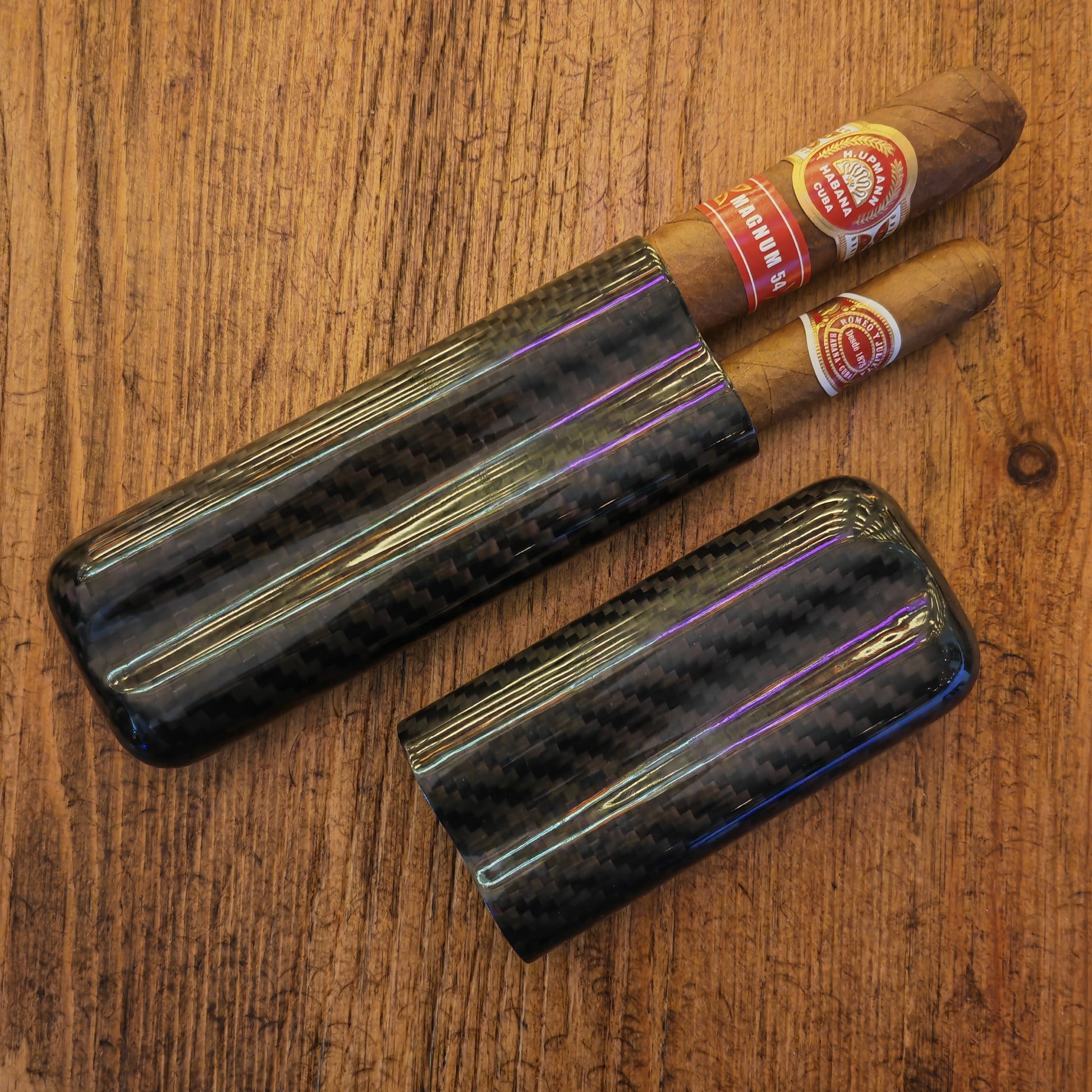 Two cigars in carbon fiber case