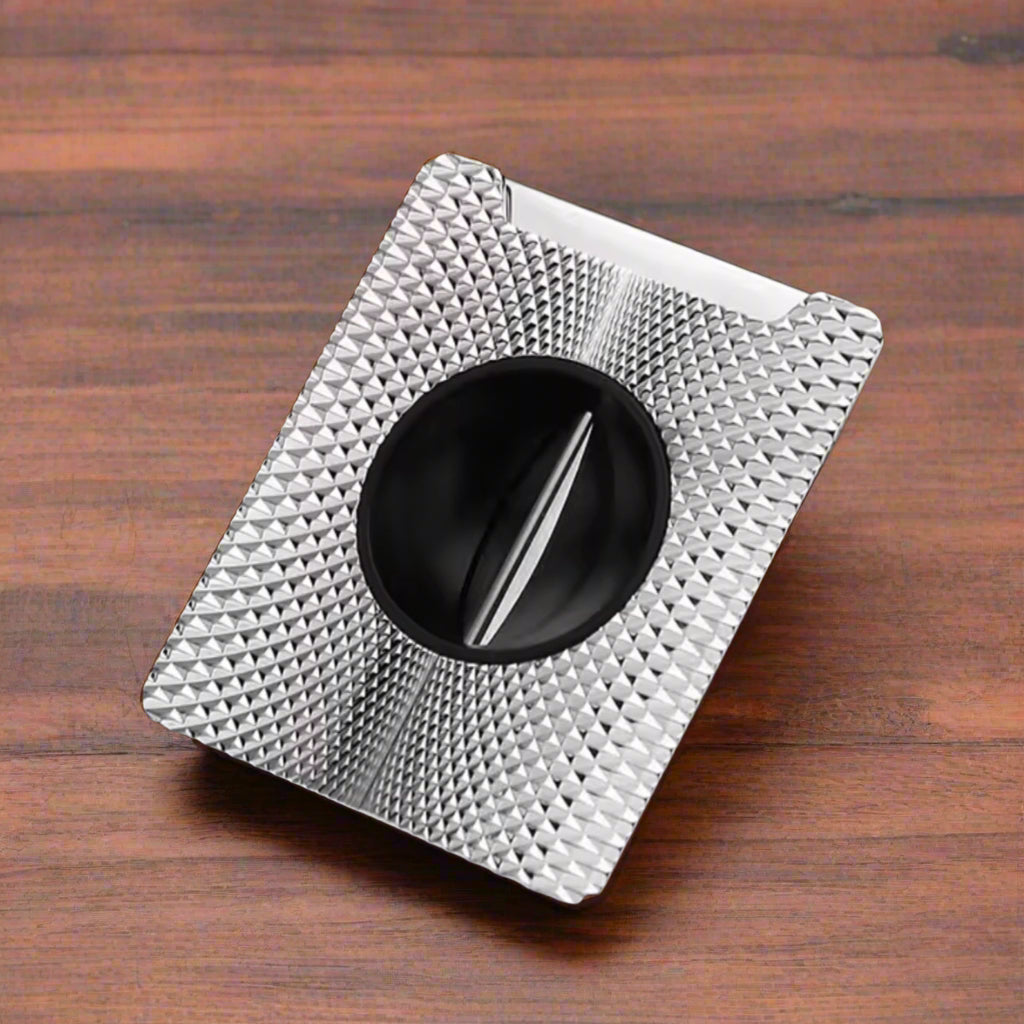 Stainless steel V-Cut cigar cutter with aluminium frame