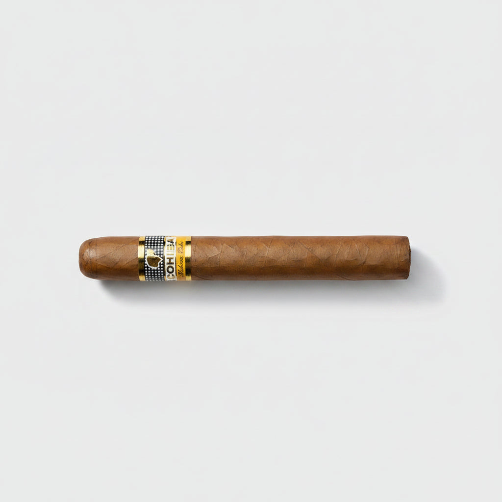 Cigar with a label on a white background