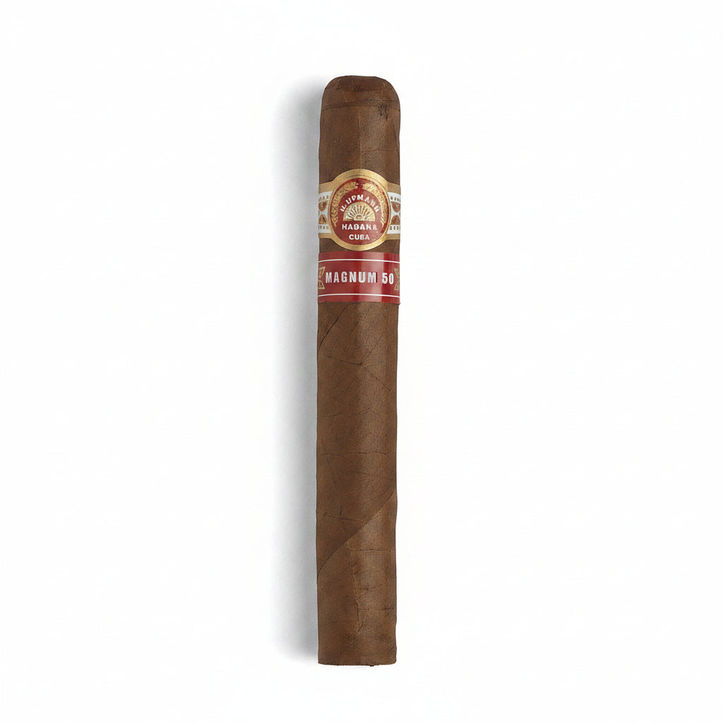 Cigar with a visible label on a white background