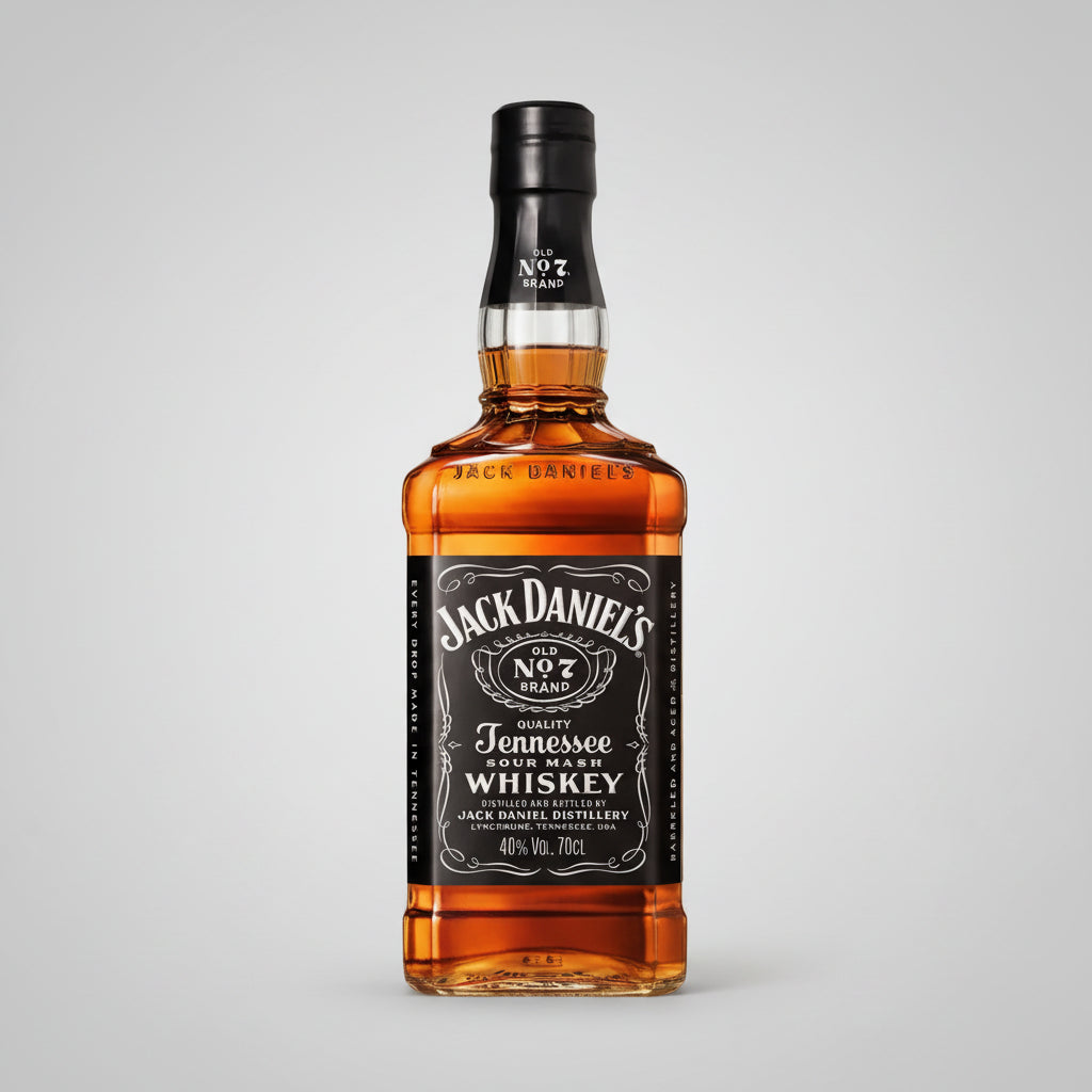 Jack Daniel's whiskey bottle on a white background