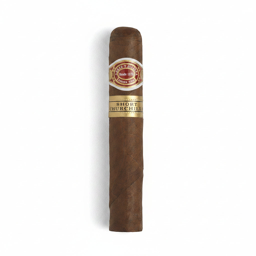 Cigar with a band featuring a logo on a white background