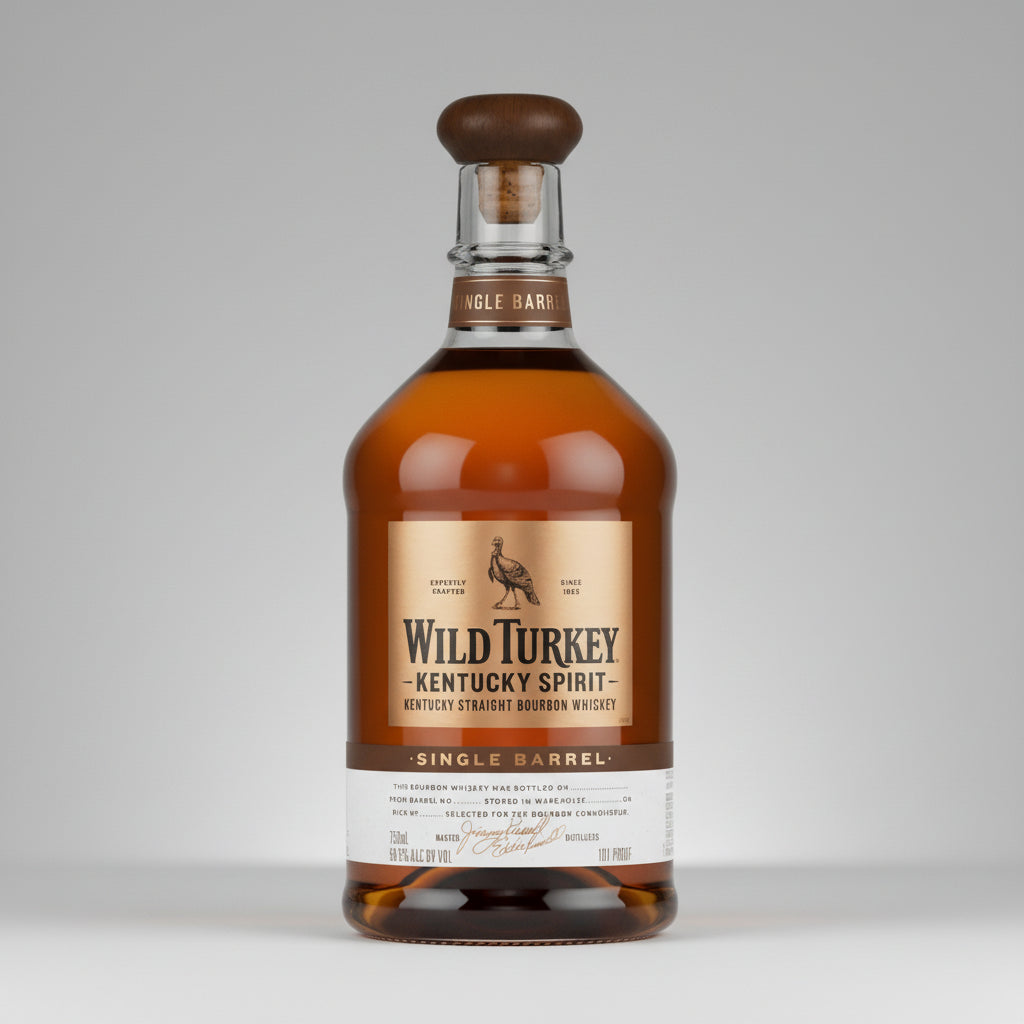 Wild Turkey bourbon whiskey bottle on a white background