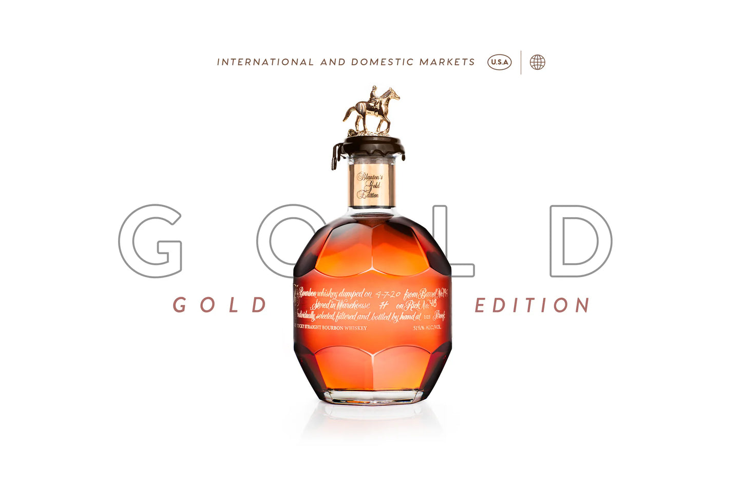 Bottle of Blatons gold Whisky with 'Gold Edition' text on a white background