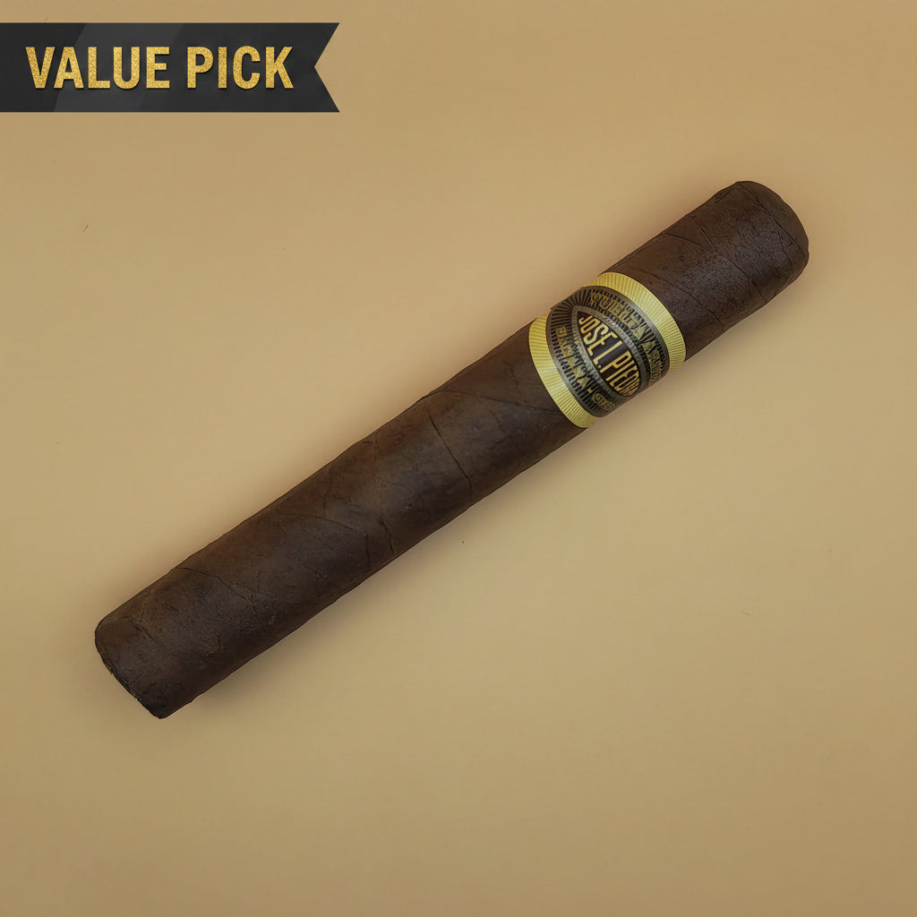 Cigar with a band on a beige background