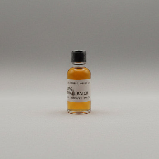Small bottle of 1792  bourbon on a white surface