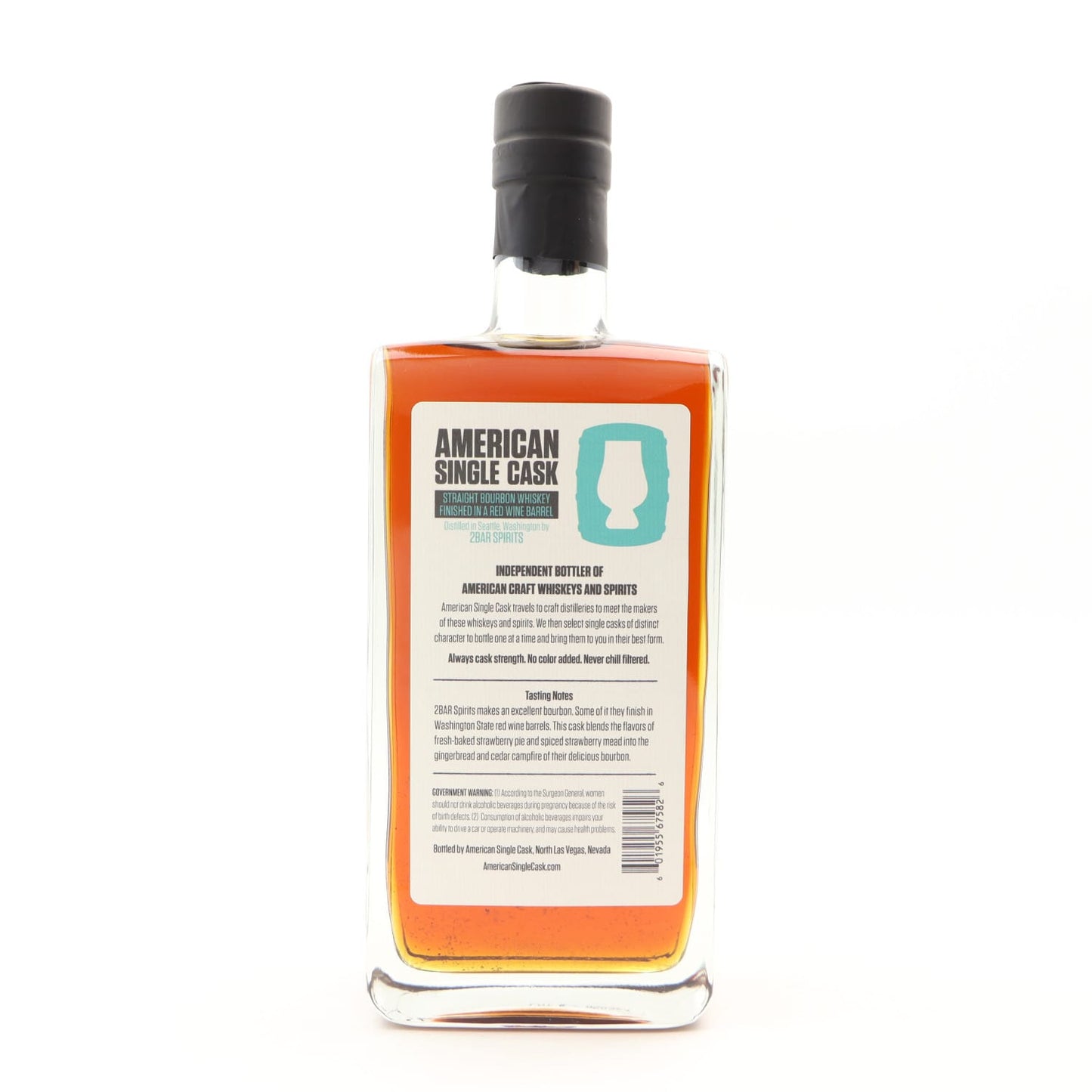 Bottle of American Single Cask whiskey on a white background
