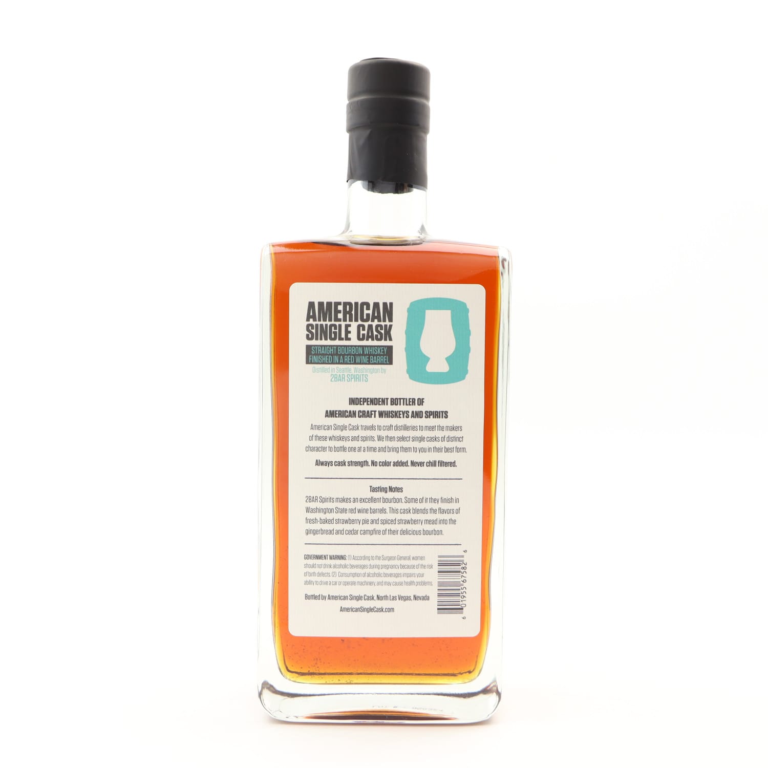 Bottle of American Single Cask whiskey on a white background