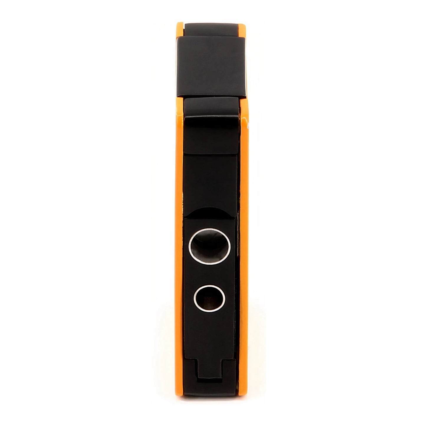 Black and orange lighter on a white background - cutter front side