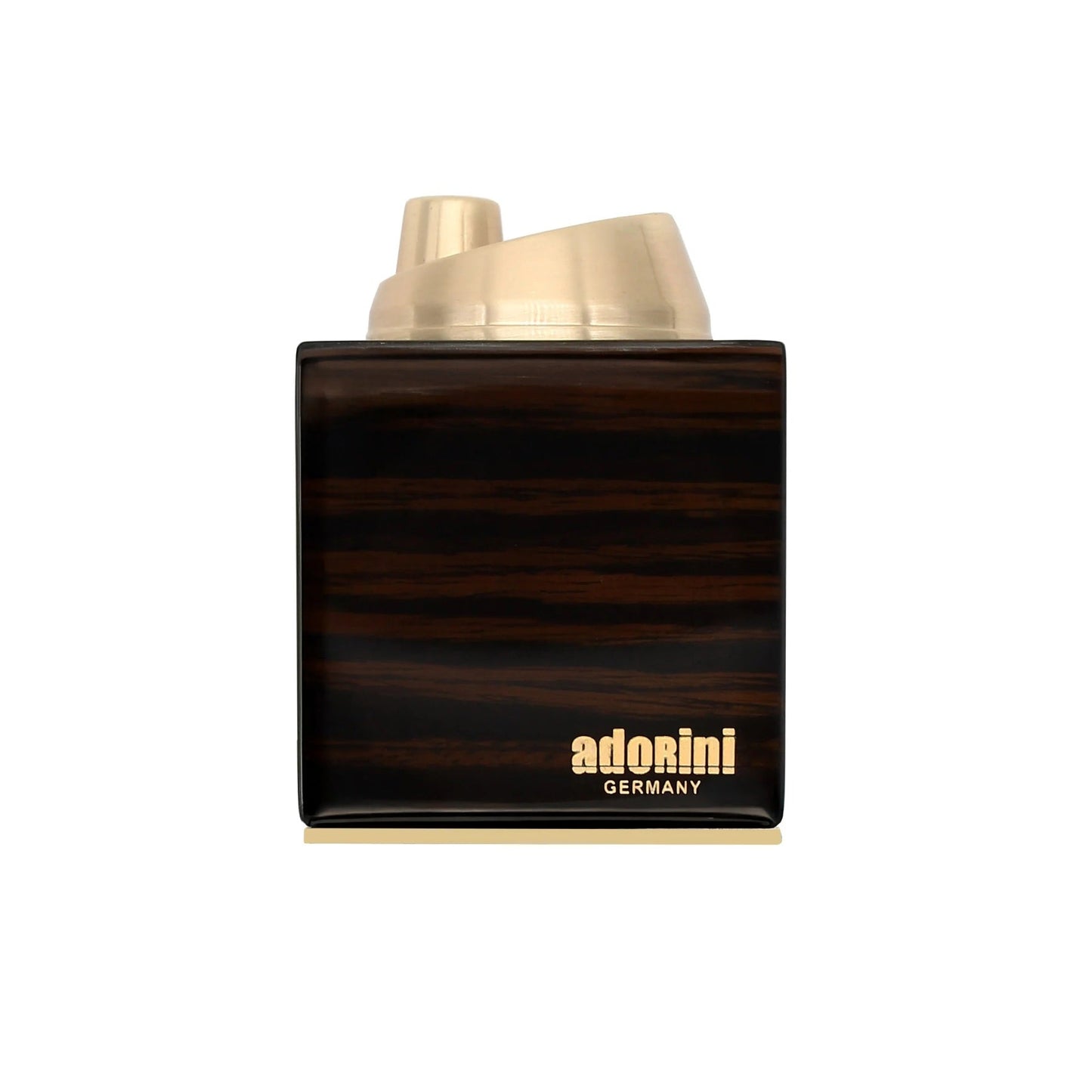 Adonini Germany cigar table lighter with wooden ebony texture and gold cap on a white background
