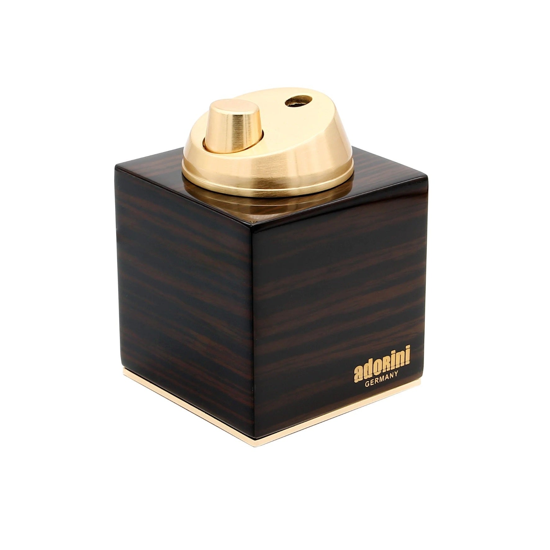 Wooden cigar lighter with gold top on a white background