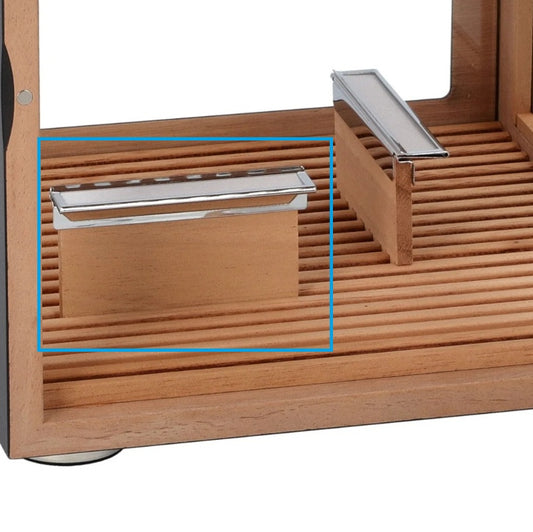 Wooden cabinet with a close-up of a seperator mechanism