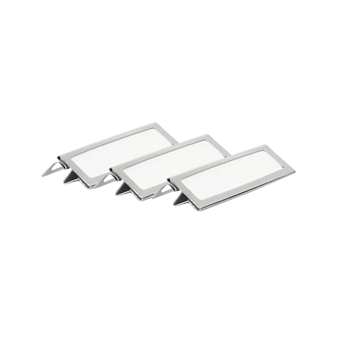 Metal naming clips for seperator Adorini on white back ground
