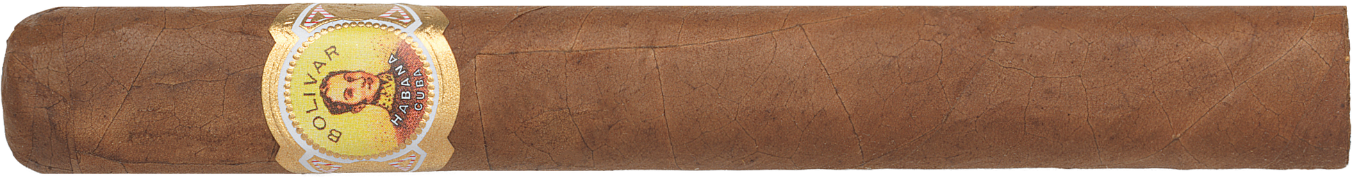 A single brown cigar with a circular gold and white label featuring a portrait, shown against a plain white background.