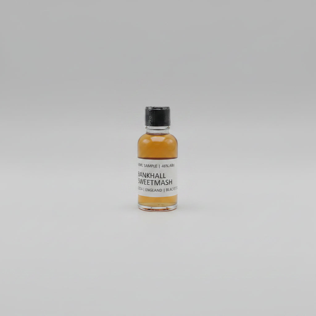 Small bottle of Bankhall Sweetmash on a beige background