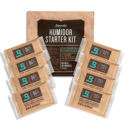 Soveda Humidor Starter Kit with multiple packets on a white background
