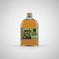 Bottle of Buffalo Trace whiskey on a bar counter with a blurred bar background