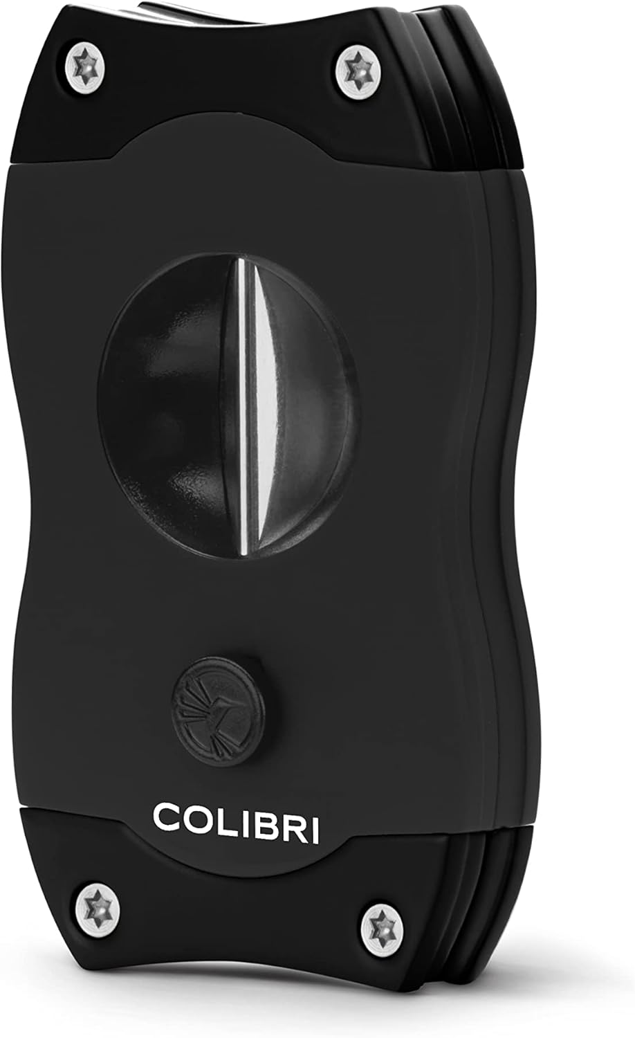 Black cigar cutter with 'Colibri' branding on a white background