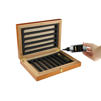 Credo travel humidor box open showing refill process