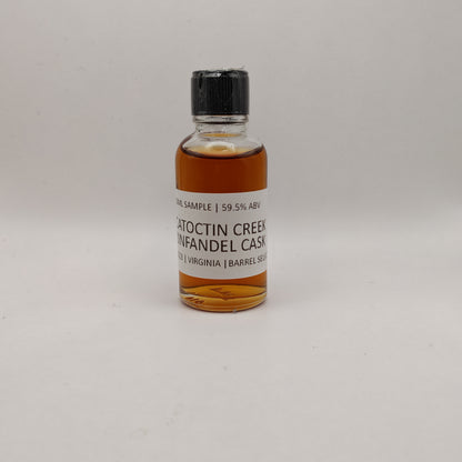 Small bottle of Catoctin Creek Zinfandel Cask on a light gray background