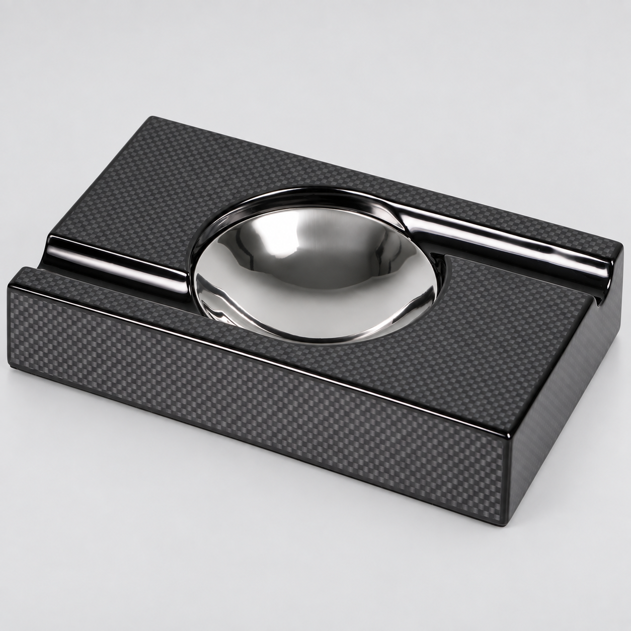 Cigar Ashtray | Wood Carbon Finish | Two Rest | Metal Insert