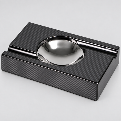 Cigar Ashtray | Wood Carbon Finish | Two Rest | Metal Insert