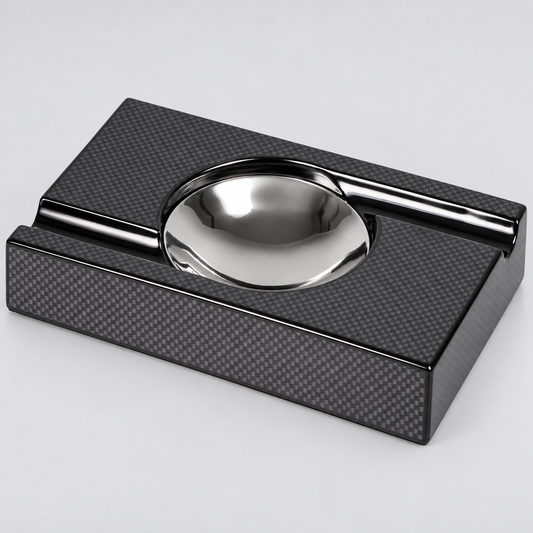 Cigar Ashtray | Wood Carbon Finish | Two Rest | Metal Insert