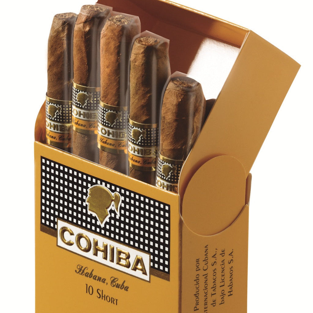 Cohiba cigars in a box on a white background