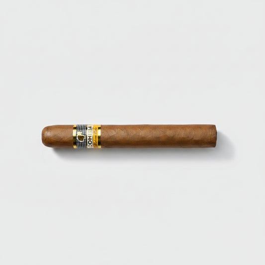 Cigar with a label on a white background
