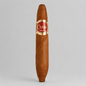 A single brown cigar standing upright against a light gray background, featuring a red and gold band labeled 'CUABA CIGAR'.