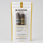 A stand-up pouch of Blackpool Cigars humidor bag, featuring a white and gold design with two cigars visible through a clear window, set against a light gray background.