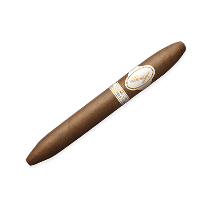 Cigar with a brand label on a white background