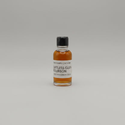 Bottle of Diftless Glen Bourbon on a black background