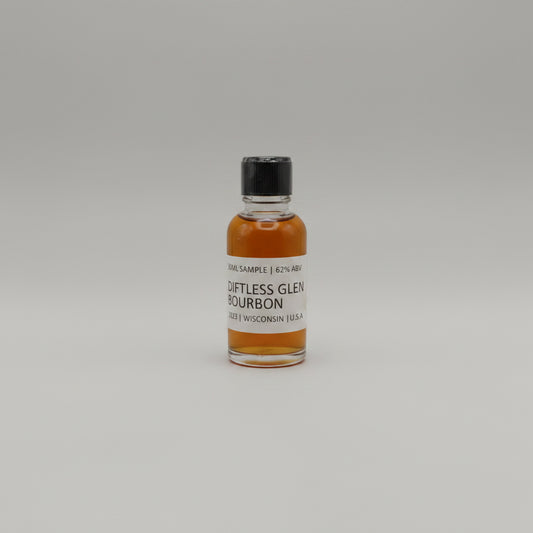 Bottle of Diftless Glen Bourbon on a black background