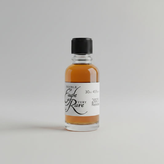 Bottle of Double Eagle Very Rare 30ml Sample on a gray background