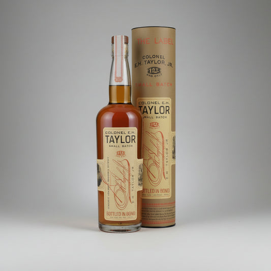A bottle of Colonel E.H. Taylor Bourbon small batch
