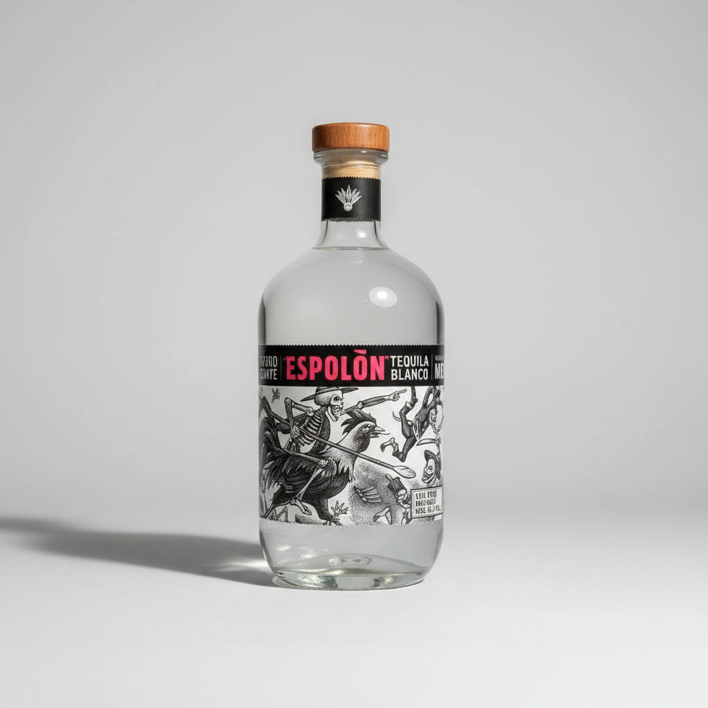 A bottle of Espolón Tequila Blanco whitebackground