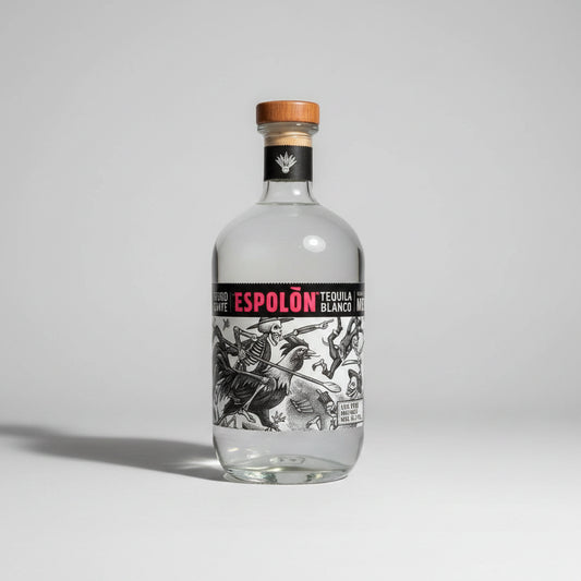 A bottle of Espolón Tequila Blanco whitebackground