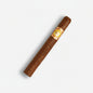 A single brown cigar with a gold and white band, shown vertically against a plain white background.
