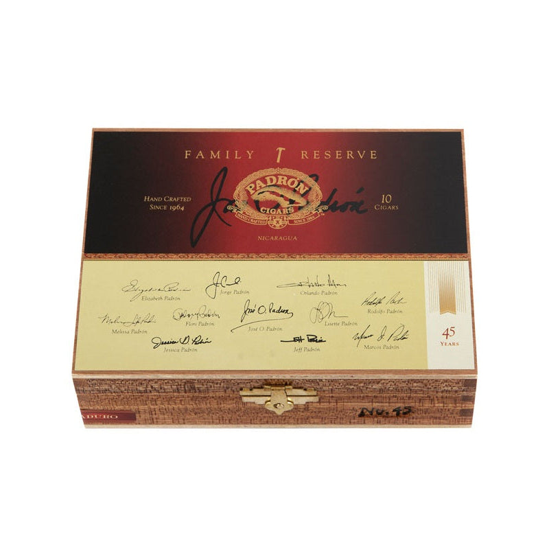 Padrón Family Reserve cigar box on a white background