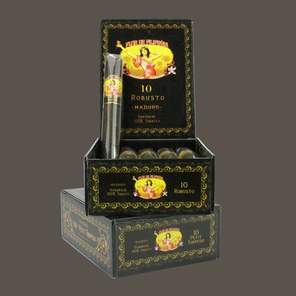 Packaged cigars with decorative box on a white background