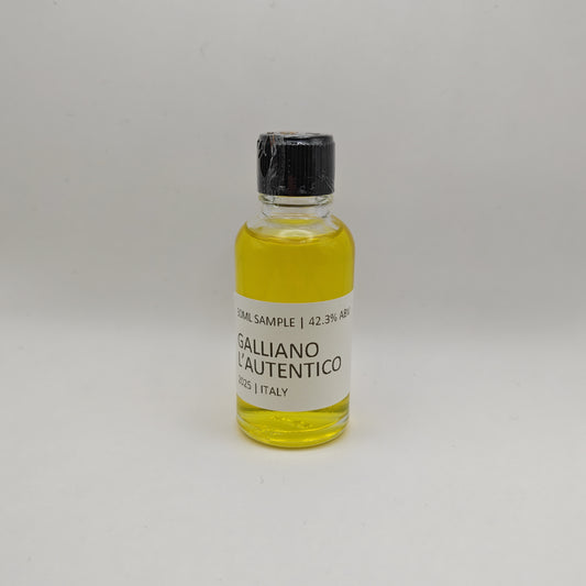 Small bottle of Galliano L'Autentico on a white background