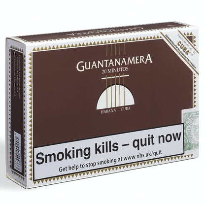 Guantanamera Habana Cuba cigarette pack with warning label on a white background