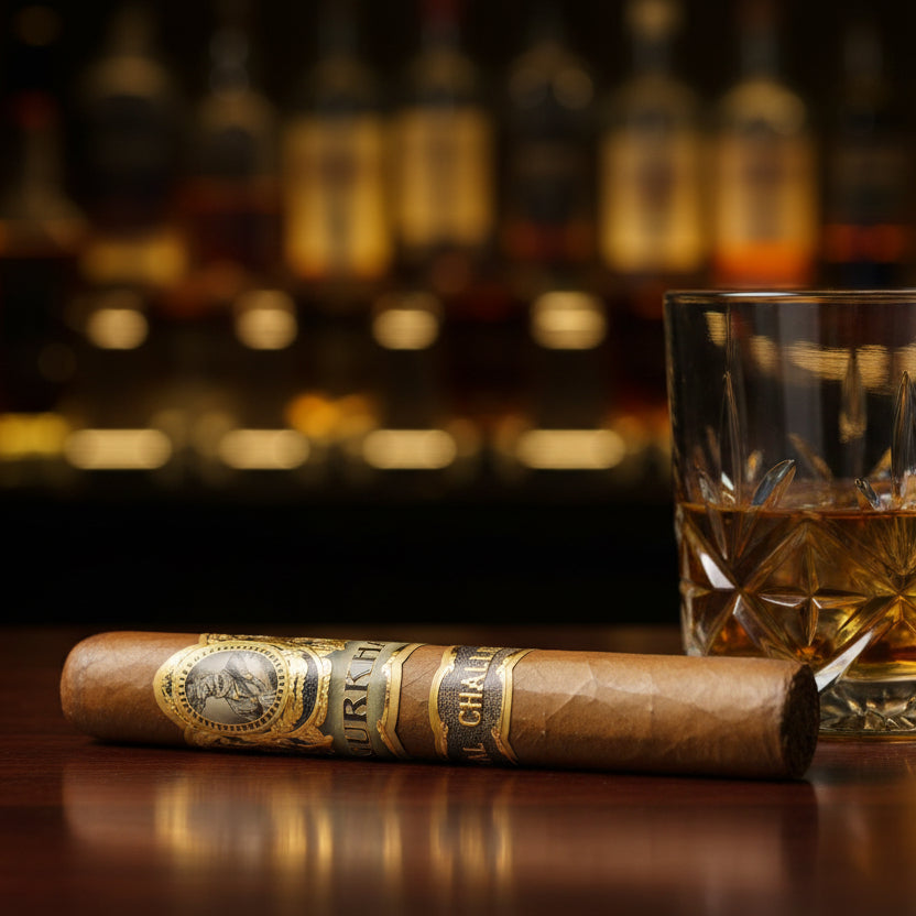 Cigar Gurkha with a visible label on a white background