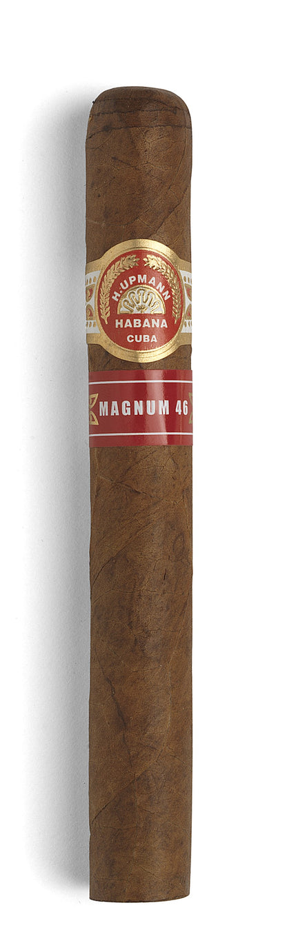 Cigar with a red band featuring a logo on a white background
