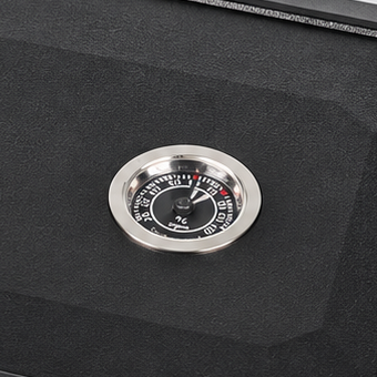 A black heavy-duty protective case with a textured lid, featuring a silver 'Passalore' logo plate and a small circular dial, shown with a black and gray braided lanyard on a light gray background.