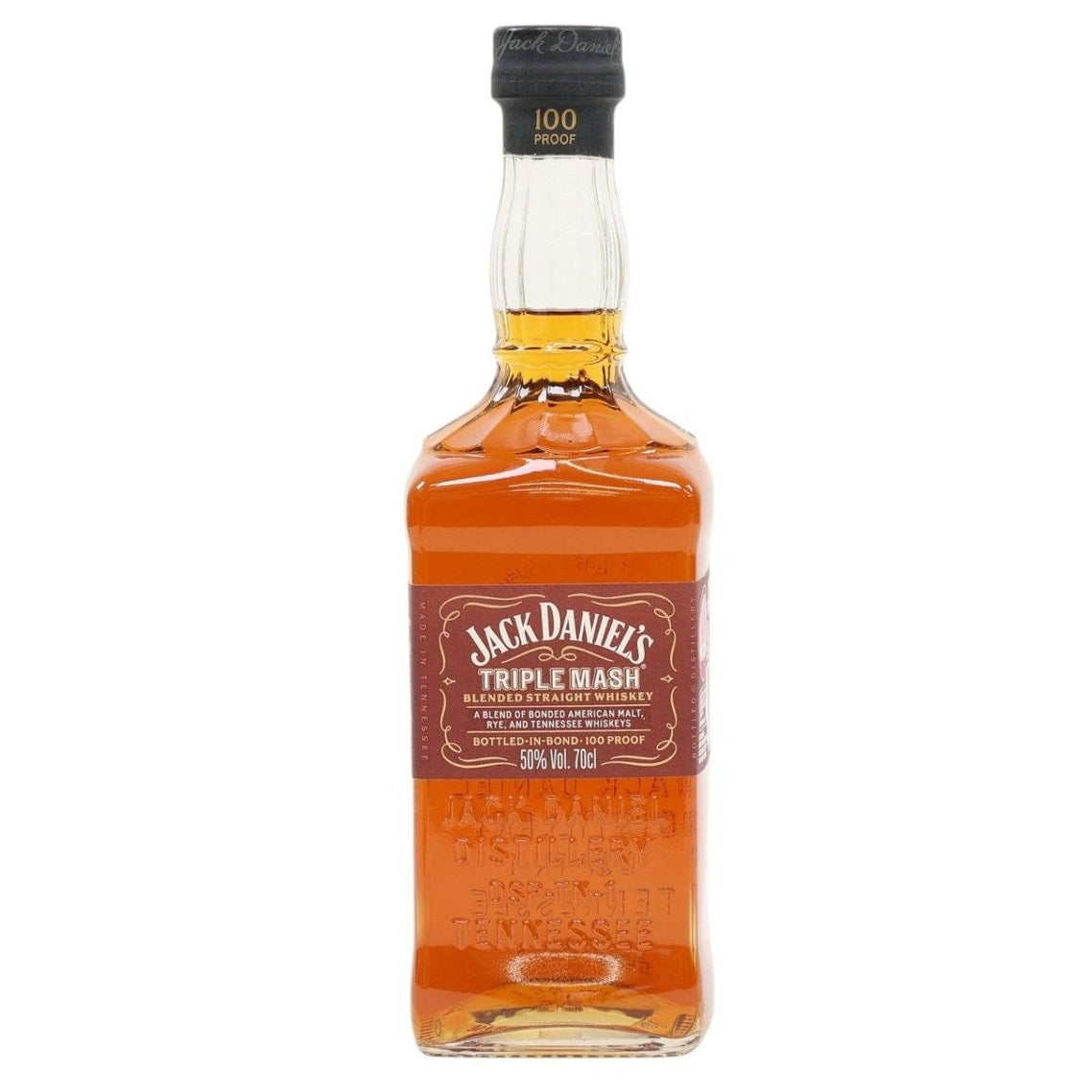 Jack Daniel's whiskey bottle on a white background