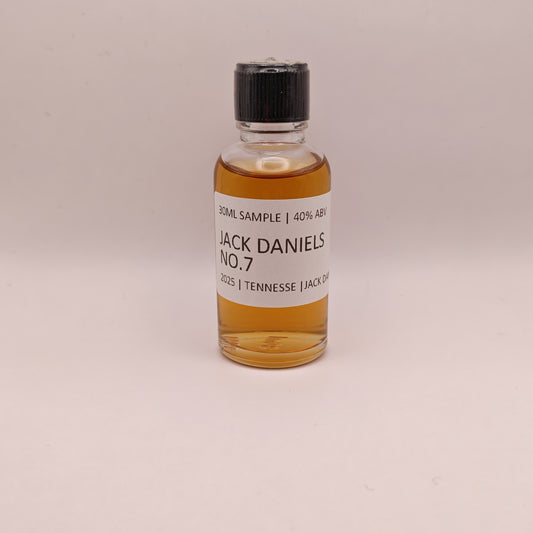 Small bottle of Jack Daniel's No. 7 on a beige background