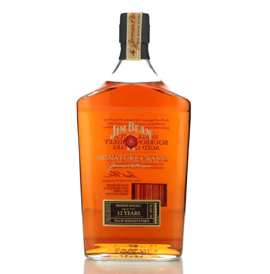 Bottle of Jim Beam bourbon whiskey on a white background