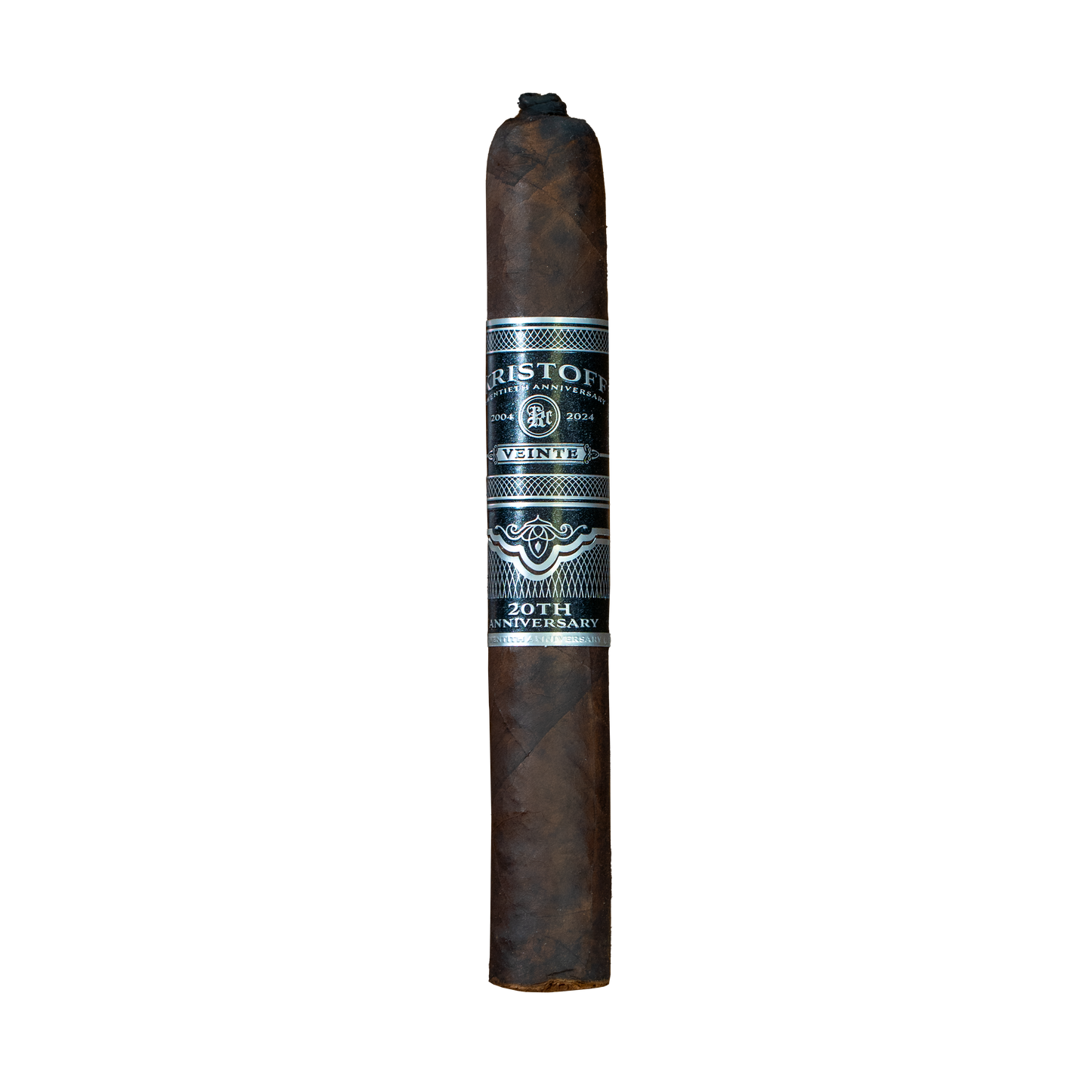 Cigar with a label on a white background